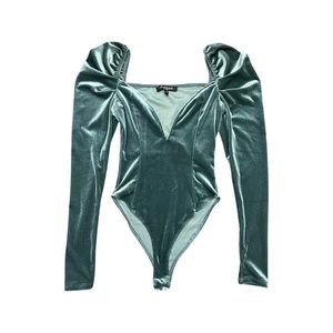 Teal velvet bodysuit by Mixed Threads